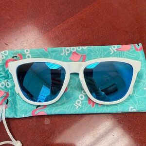 Goodr White Unisex Frame Sunglasses with Blue Mirror Lenses